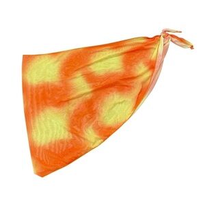 Orange Yellow Sunset Women Small Swimsuit Cover Up Mini Skirt Wrap Mesh Tie